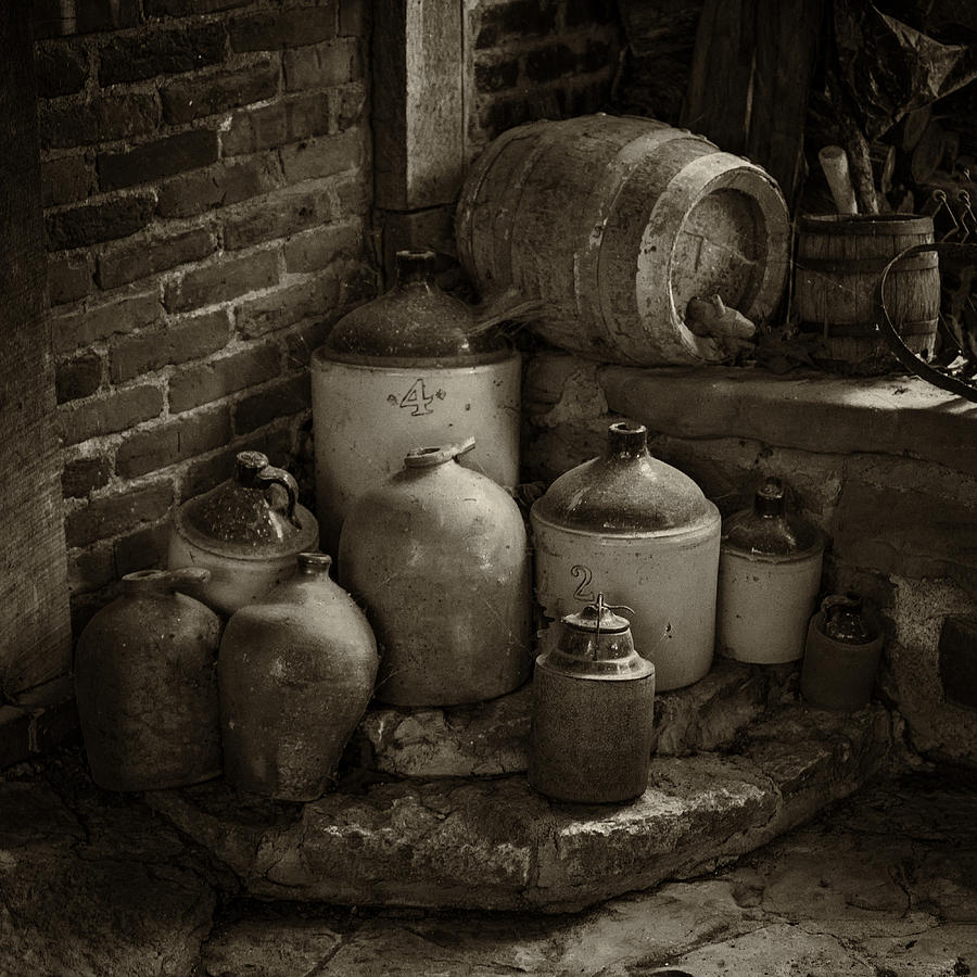 Old Jugs Sepia DSC08891 Photograph by Greg Kluempers
