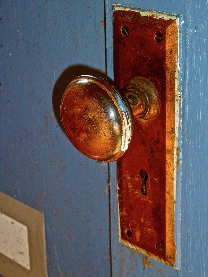 Old Knob On Blue Door Photograph by Diana Hatcher