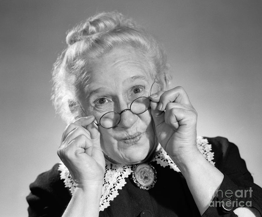 Old Lady Holding Her Glasses, C.1950s Photograph by Debrocke/ClassicStock