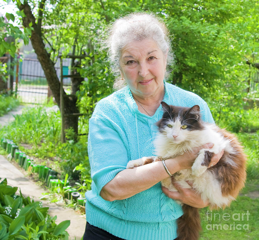 Old lady with cat Photograph by Irina Afonskaya