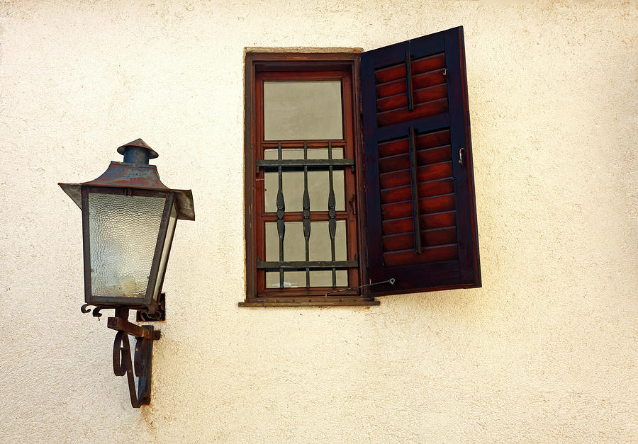 Old Lantern and Window Photograph by Sally Weigand