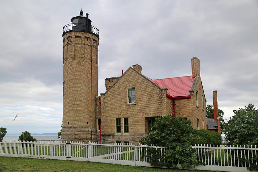 Old Mackinac Point Light Gray Day 3 Photograph by Mary Bedy