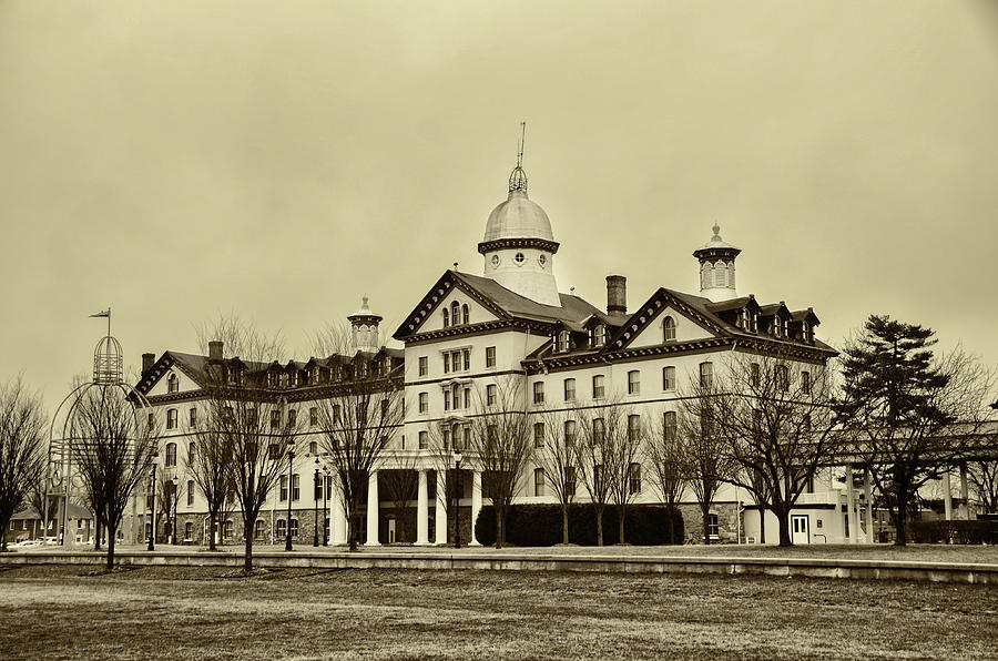 Old Main in Sepia - Widener University Photograph by Bill Cannon