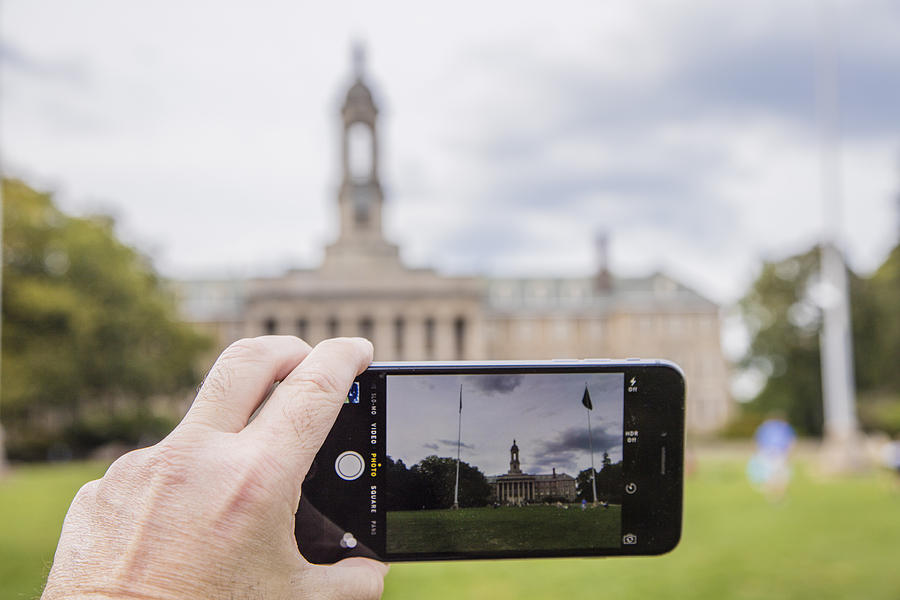 Penn State University Photograph - Old Main through iPhone  by John McGraw