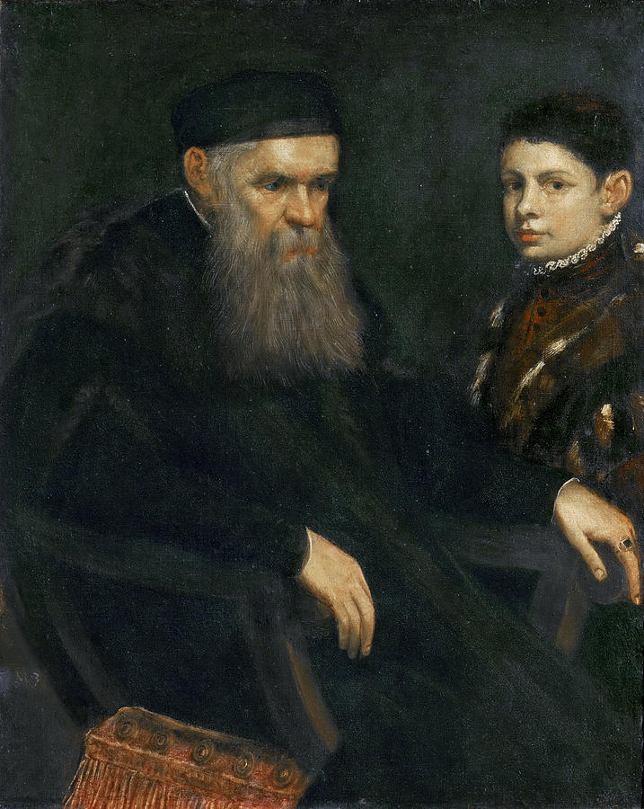 Old Man and a Boy Painting by Tintoretto