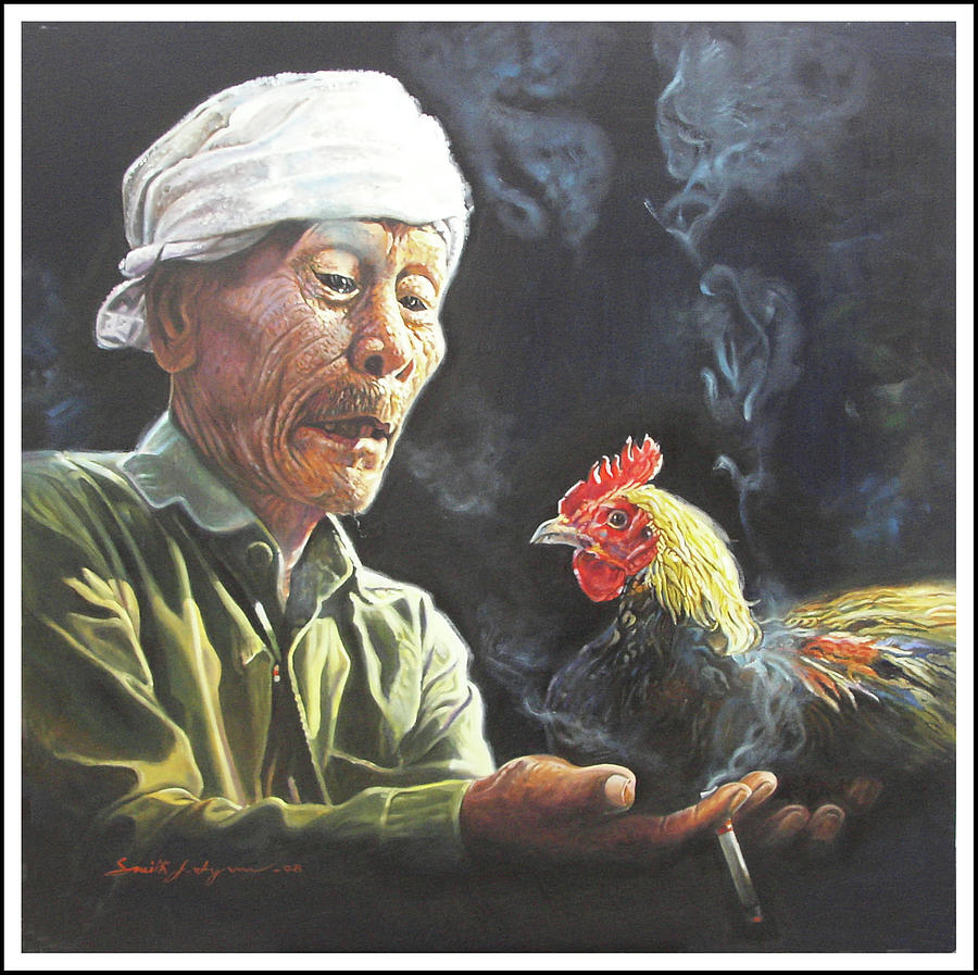 Old Man and his Cock by U Sein Linn