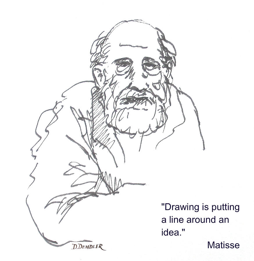 Old Man and Matisse Drawing by Deborah Dendler - Fine Art America
