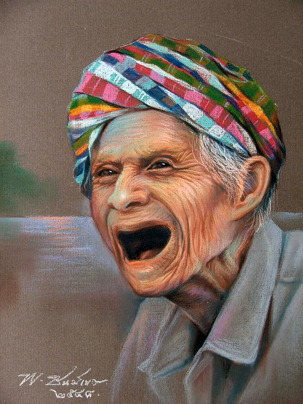 Old Man Painting by Chonkhet Phanwichien