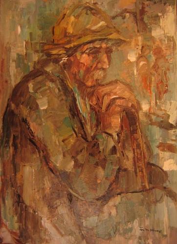 Old Man In A Yellow Hat Painting by Eva Mosonyi | Fine Art America