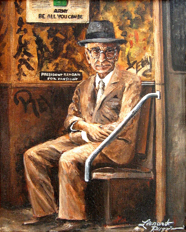 Old Man In Subway Painting by Leonardo Ruggieri