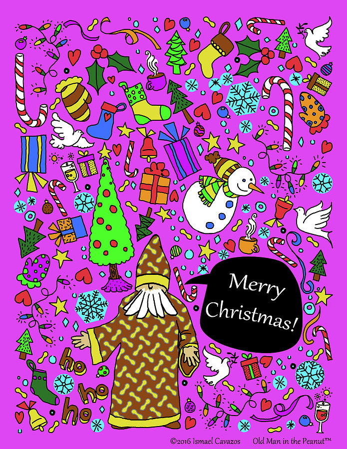 Old Man in the Peanut Merry Christmas Digital Art by Ismael Cavazos