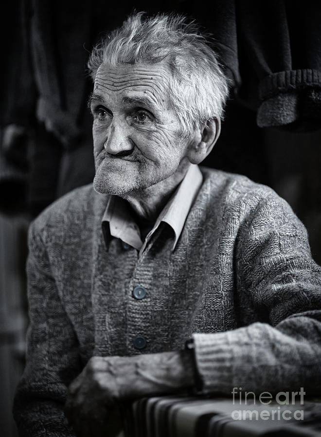 Old man indoor, monochrome toned Photograph by Ragnar Lothbrok