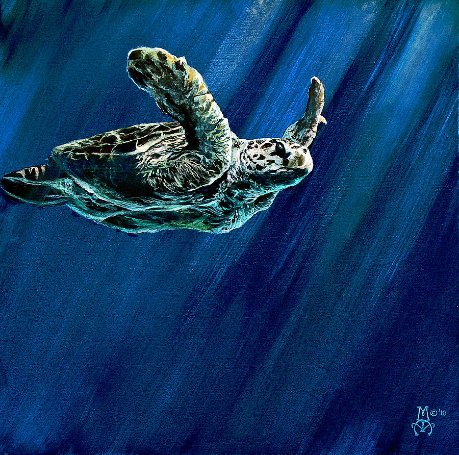 Turtle Painting - Old Man of the Sea by Marco Aguilar