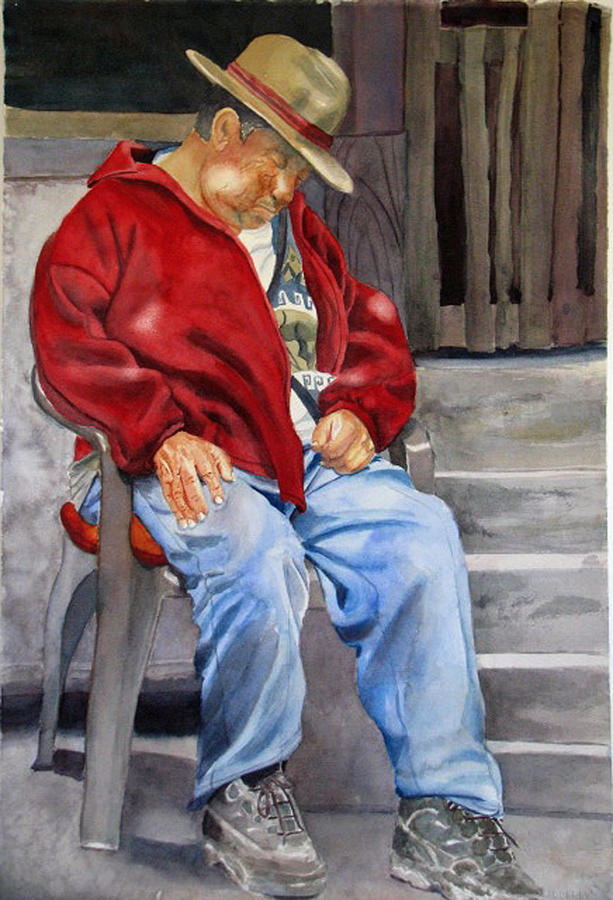 Man Painting - Old Man Resting by Libby Cagle Man Painting - Old Man Resting by Libby Cagle