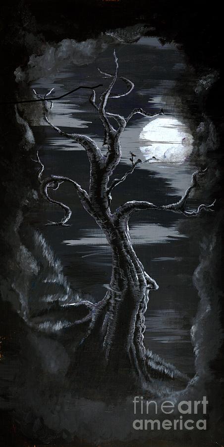 Old Man Tree And Goddess Moon Painting by Patricia Kanzler