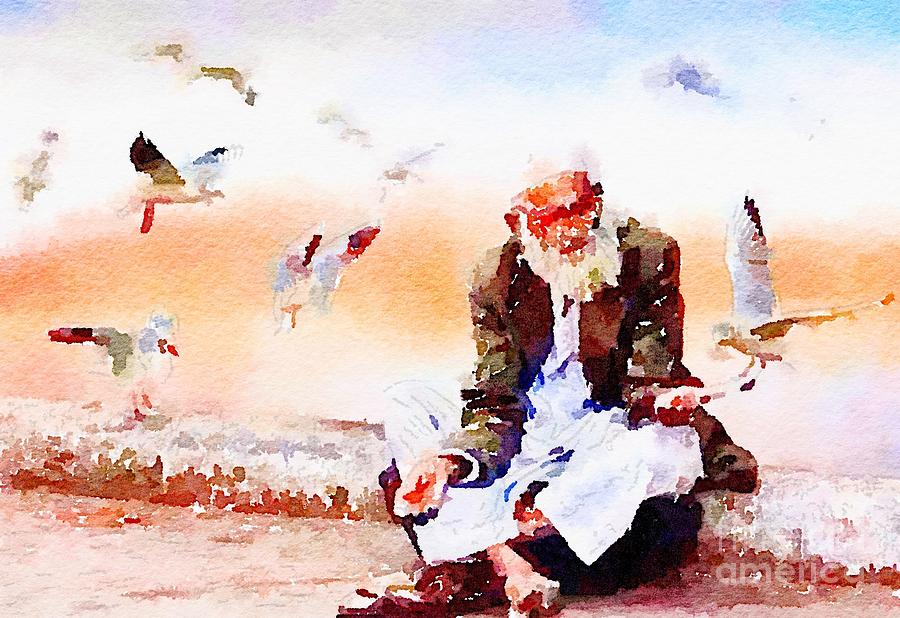 Old Man With Gulls Photograph