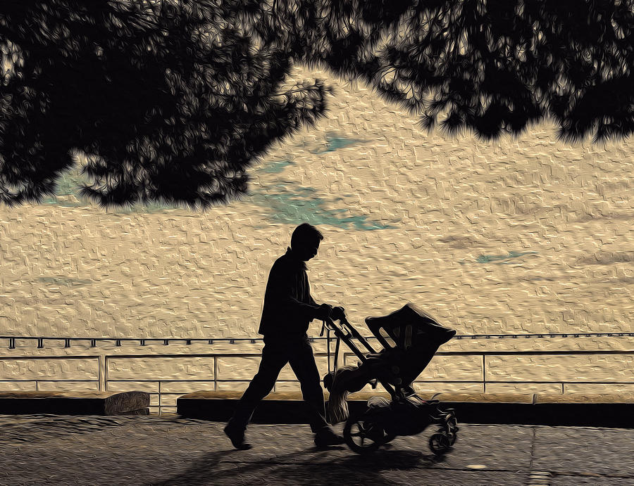 Old Man With Pushchair Photograph