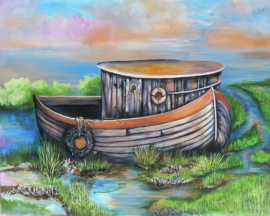 Old Mans Boat Painting by Virginia Bond