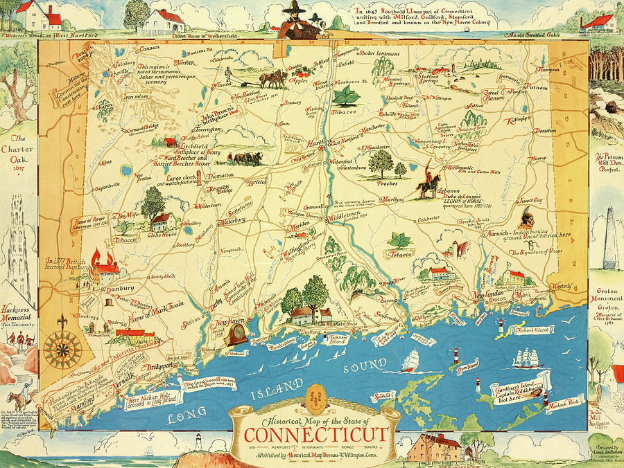 Old map of Connecticut  Digital Art by Roy Pedersen