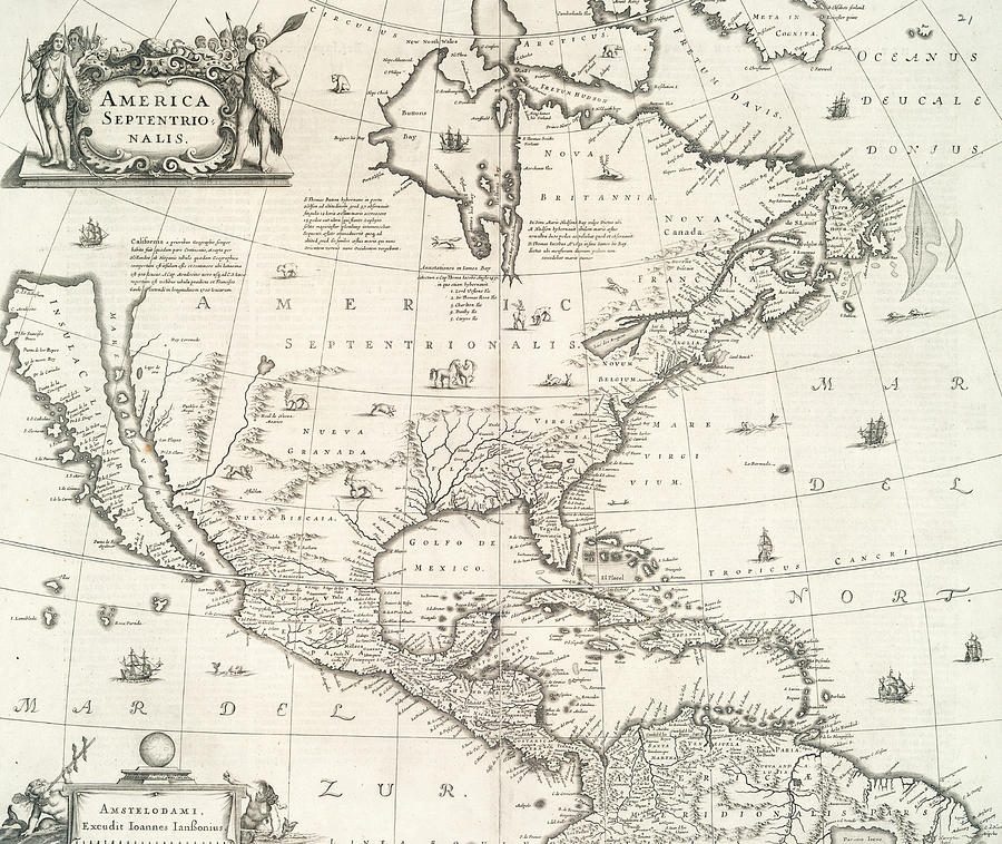 Old map of North America 3 Digital Art by Roy Pedersen