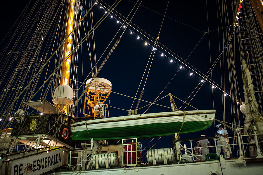 Old meets New Boston Tall Ships Life Boat Photograph by Toby McGuire