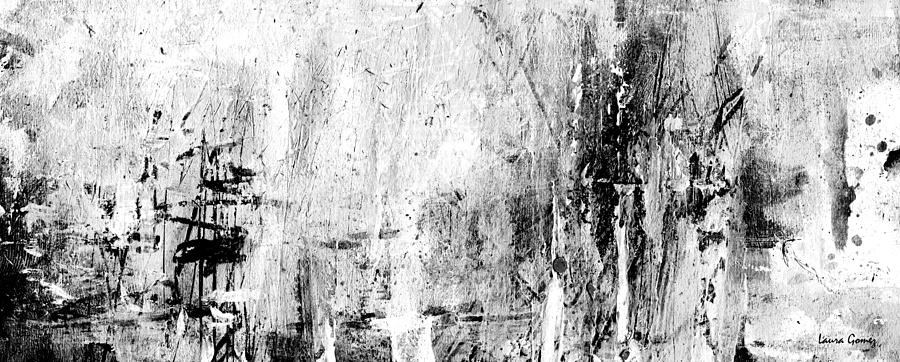Old Memories - Balck and White Abstract Art by Laura Gomez - Strip-Long Size Painting by Laura  Gomez