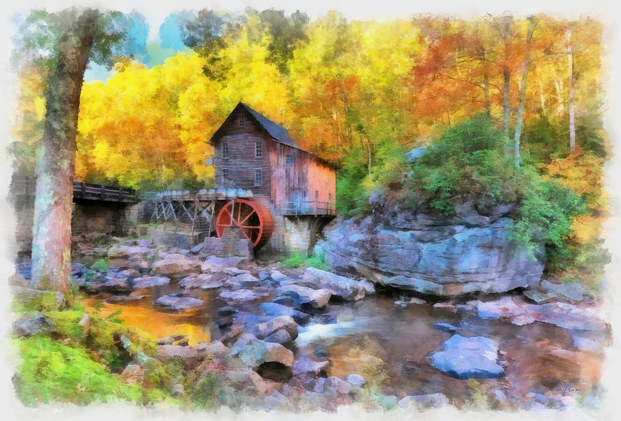 Old Mill Aquarelle Painting by Maciek Froncisz