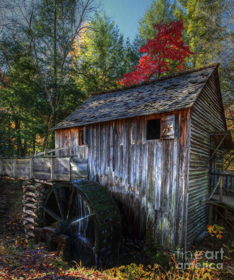 Unique Photograph - Old Mill in Fall  by Dave Bosse