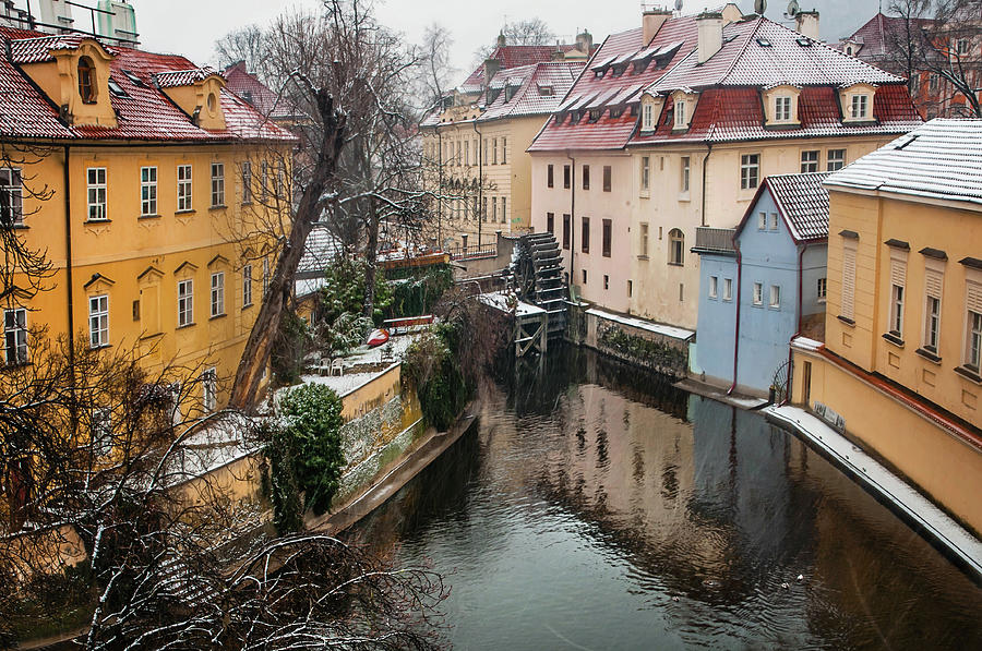 Old Mill. Little Prague Venice. March Snowfall Photograph by Jenny Rainbow
