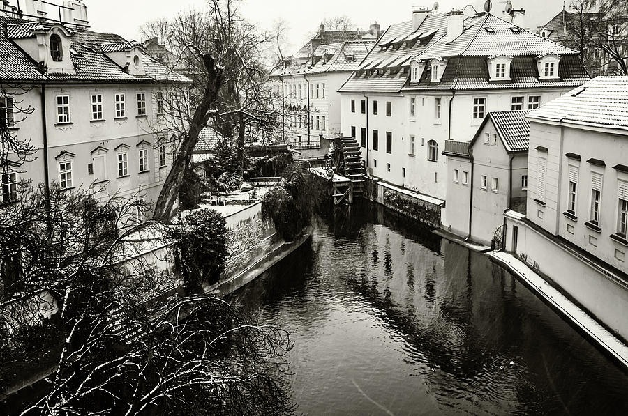 Old Mill. Little Prague Venice. Monochrome Photograph by Jenny Rainbow