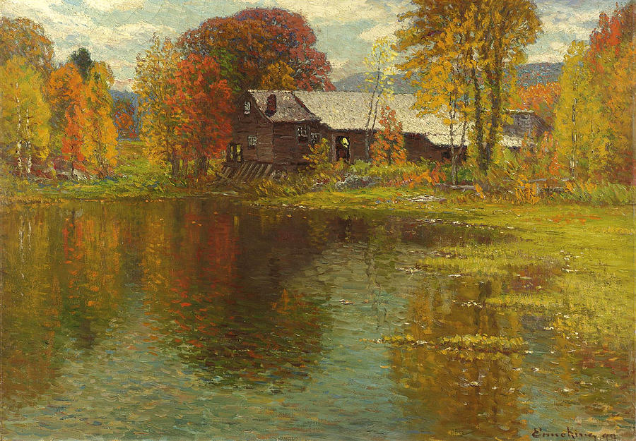 Old Mill. North Sutton. New Hampshire Painting by John Joseph Enneking