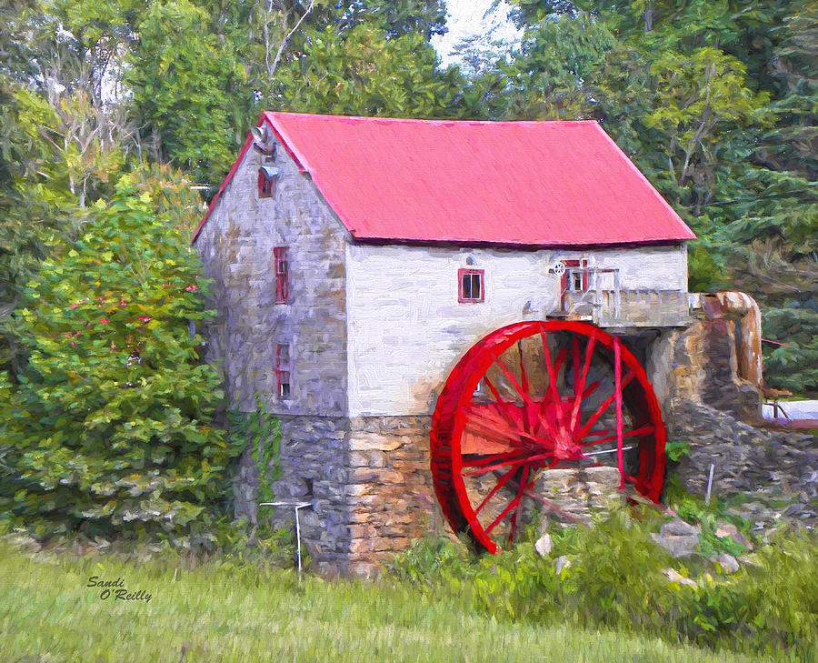 Old Mill of Guilford Painted Photograph by Sandi OReilly