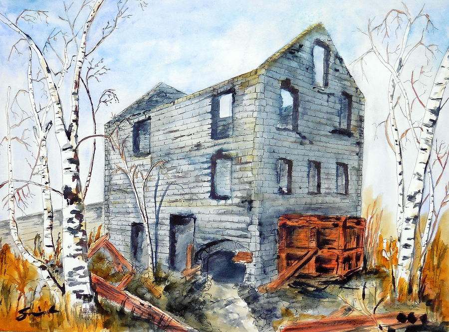Old Mill Painting by Sonia Mocnik
