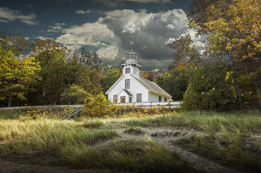 Old Mission Point Lighthouse in Early Autumn Photograph by Randall Nyhof