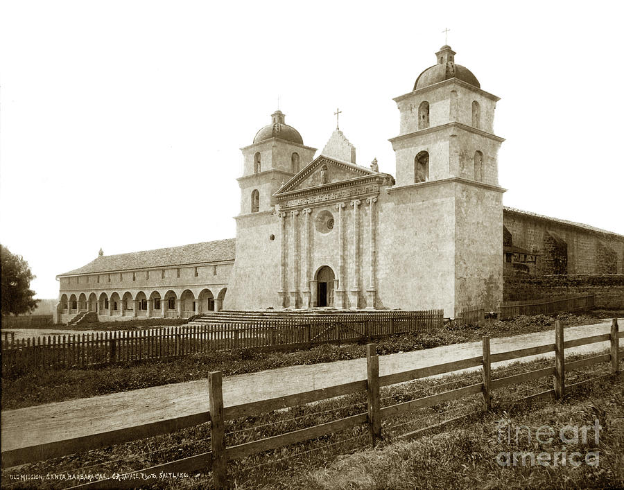 Old Mission Photograph - Old Mission Santa Barbara, Cal Circa 1895 by Monterey County Historical Society