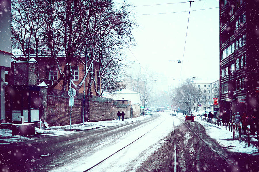 Old Moscow Street. Snowy Days in Moscow Photograph by Jenny Rainbow