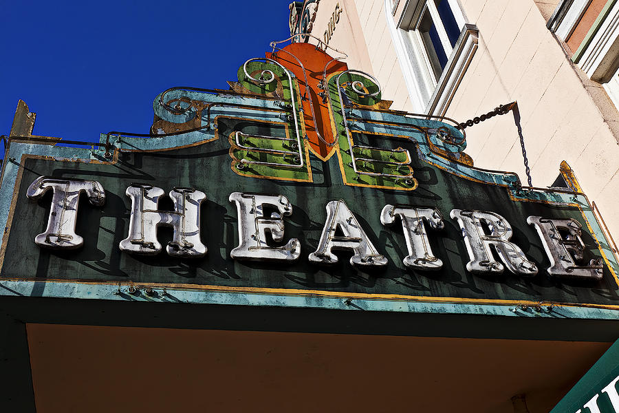 Signs Movie Photograph - Old Movie Theatre Sign by Garry Gay