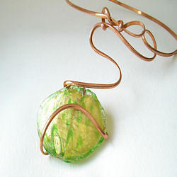 Necklace Jewelry - Old Murano Glass With Copper Wire by Gisela Naepflin
