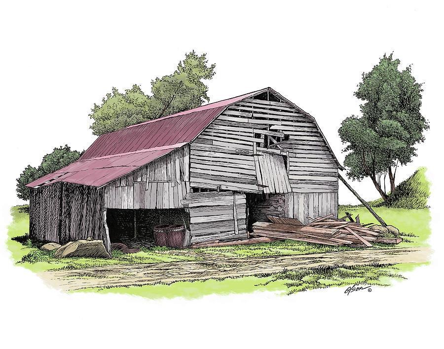 Old North Carolina Barn Drawing by Dave Olson