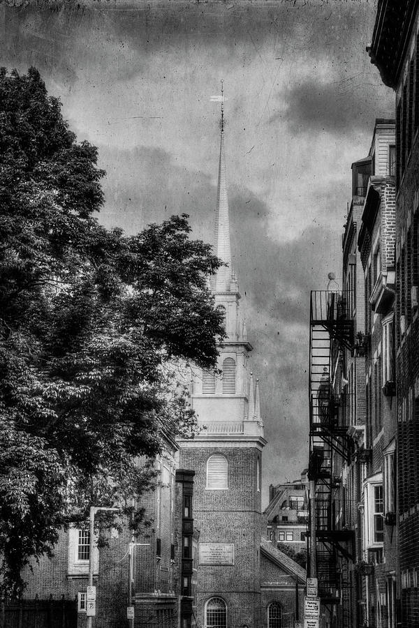 Old North Church Black and White - North End - Botson Photograph by Joann Vitali