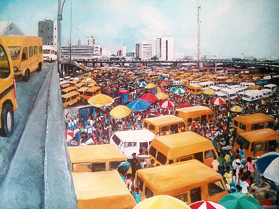 Transportation Painting - Old Obalende by Uly Ogwah