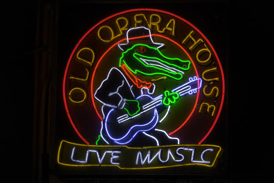 Old Opera House Neon Sign Photograph by Garry Gay
