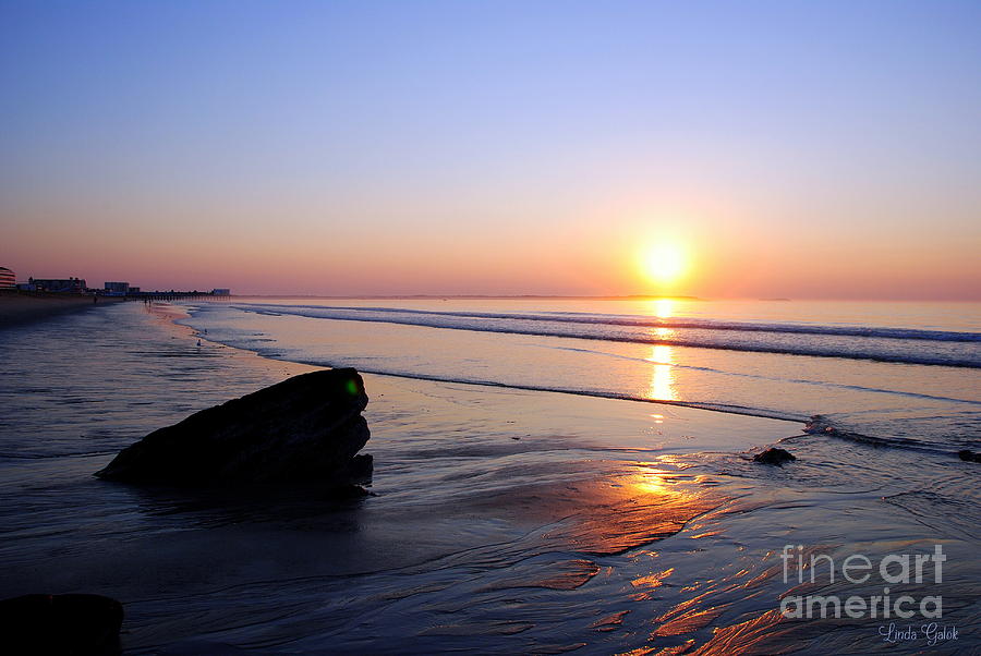 Nature Photograph - Old Orchard Beach Maine Sunrise by Linda Galok