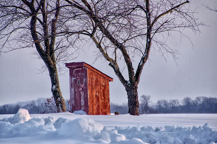 Old Outhouse in the Snow Photograph by Bill Cannon