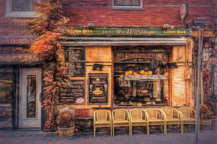 Old Painting of a Little Pub Downtown Amsterdam Photograph by Debra and Dave Vanderlaan