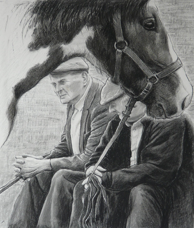 Charcoal Drawing - Old Pals Spancilhill by TOMAS OMaoldomhnaigh