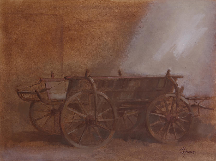Old Peasant Cart Painting by Attila Meszlenyi