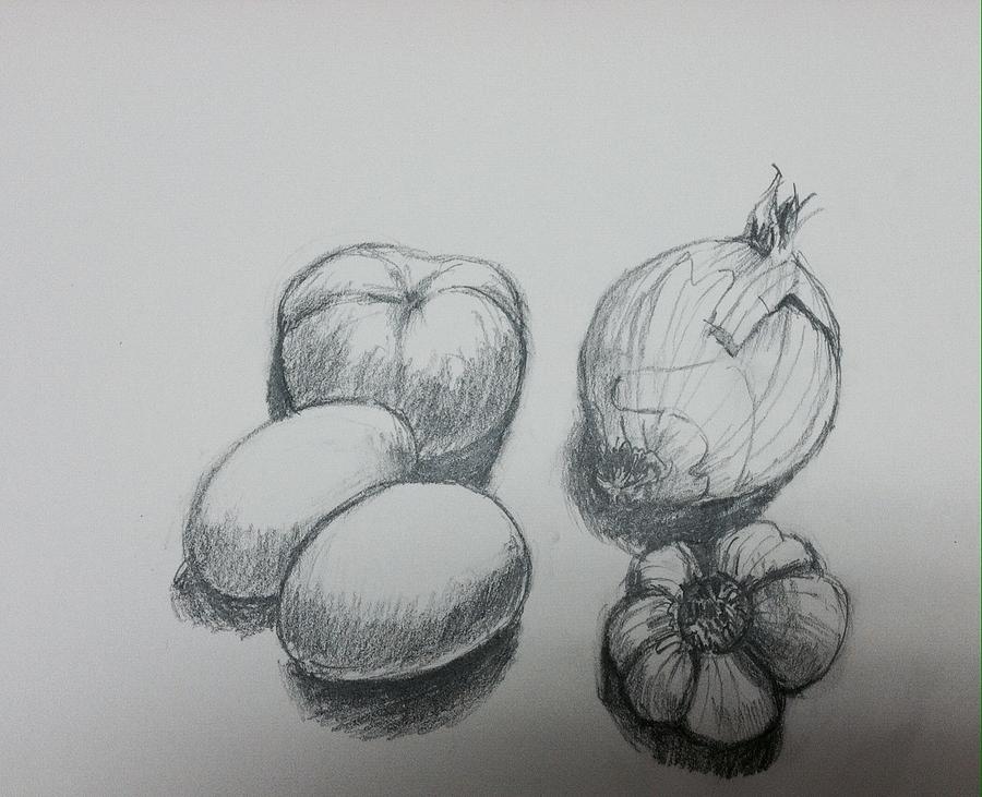 Old pencil drawing for still life Drawing by Hae Kim