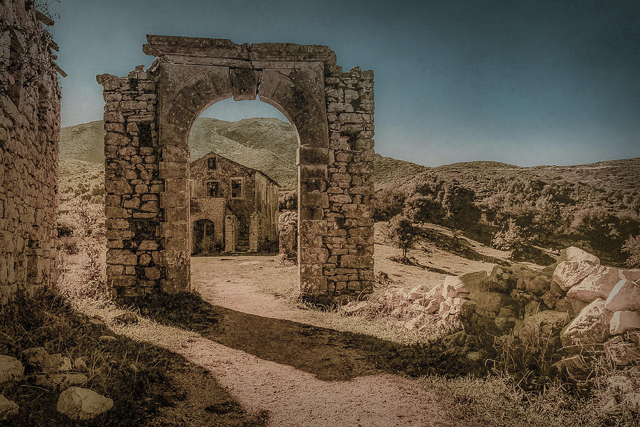 Old Perithia, Corfu, Greece - Gate Photograph by Mark Forte