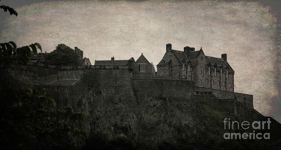 Old Photograph Edinburgh Castle Scotland  Digital Art by Chuck Kuhn